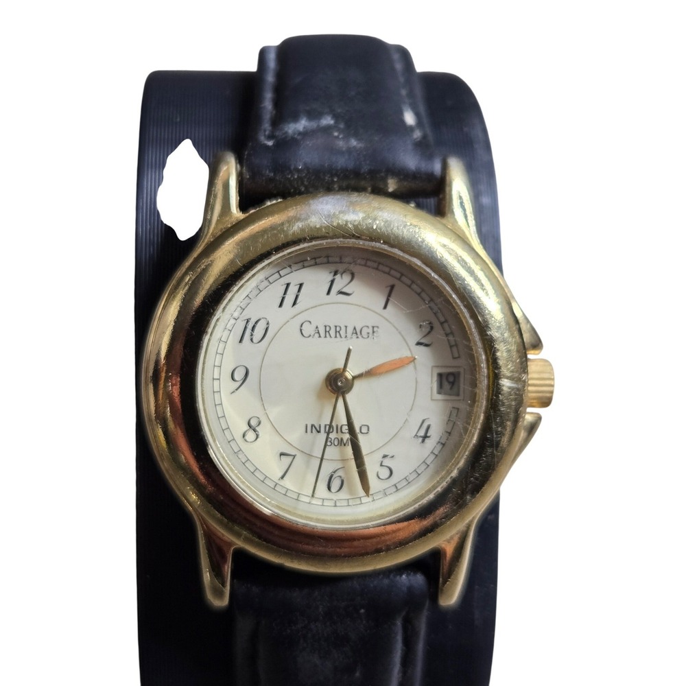 Carriage by Timex Indiglo Gold Tone Date Dial Women's Quartz Watch Tested